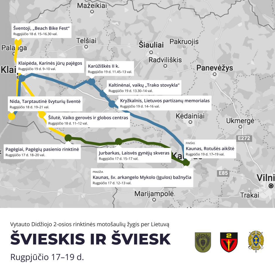 Su uniforma, ginklu ir ant motociklo: motošaulių žygis per Lietuvą