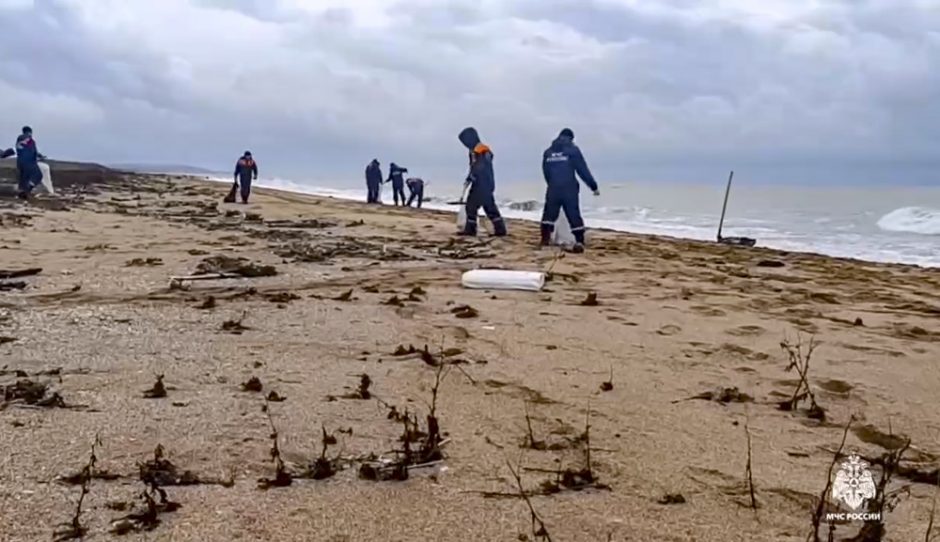 Iš rusiškų tanklaivių išsiliejus naftai nugaišo daugiau nei du tuzinai jūros gyvūnų