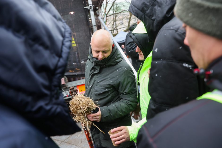 Žemdirbių protestas: skambūs šūkiai, „nubaubtas“ ministras, gaudžiantys traktorių signalai 