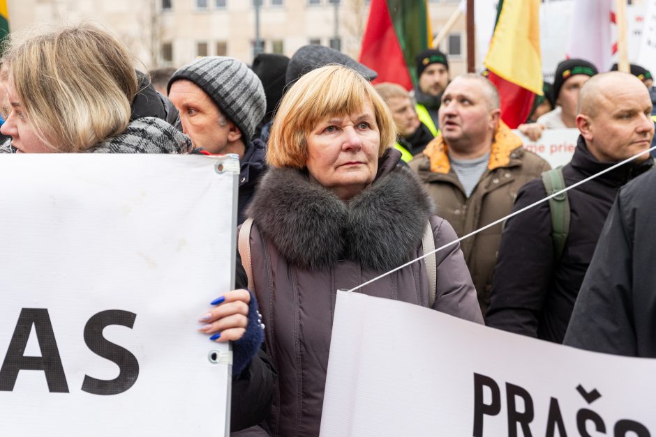 Žemdirbių protestas: skambūs šūkiai, „nubaubtas“ ministras, gaudžiantys traktorių signalai 