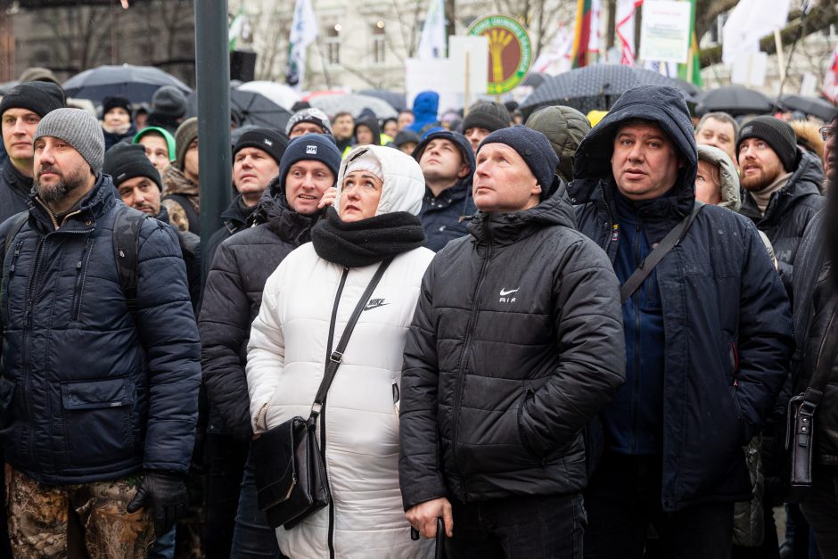 Žemdirbių protestas: skambūs šūkiai, „nubaubtas“ ministras, gaudžiantys traktorių signalai 