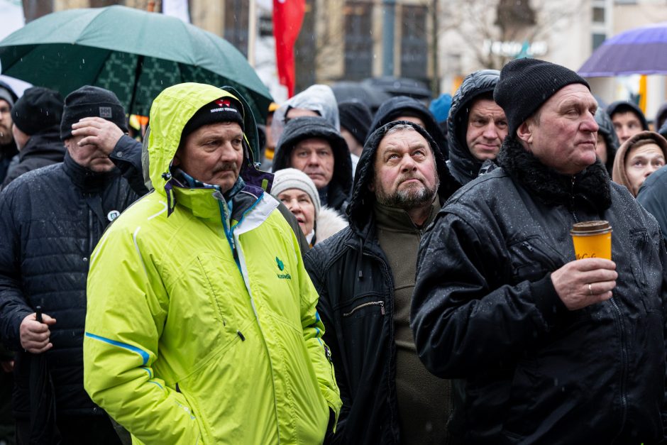 Žemdirbių protestas: skambūs šūkiai, „nubaubtas“ ministras, gaudžiantys traktorių signalai 