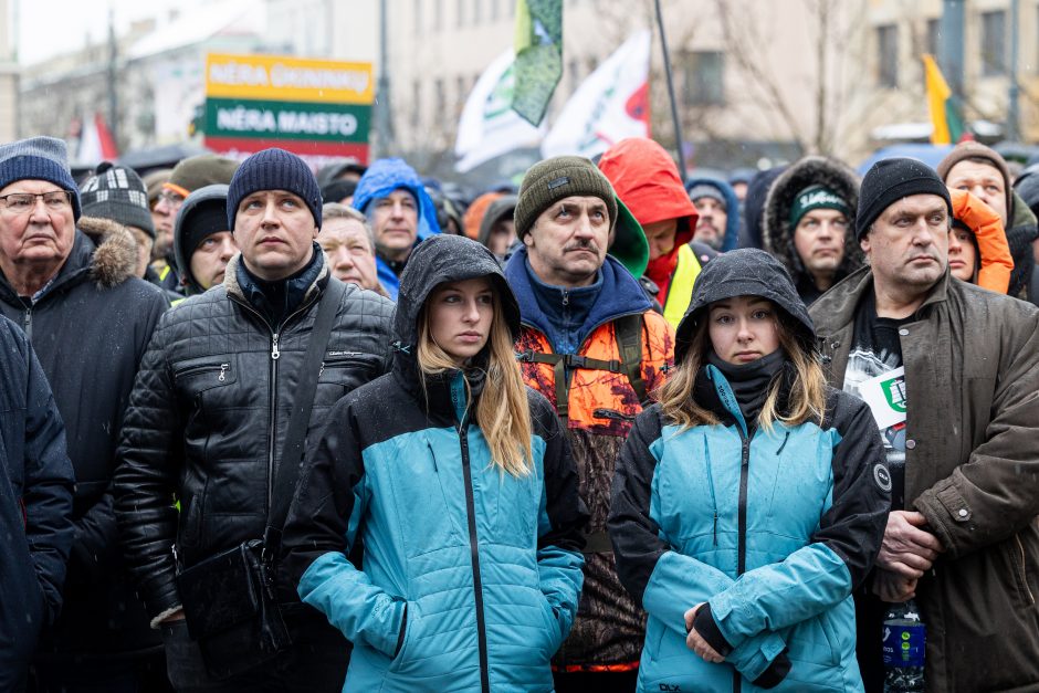 Žemdirbių protestas: skambūs šūkiai, „nubaubtas“ ministras, gaudžiantys traktorių signalai 