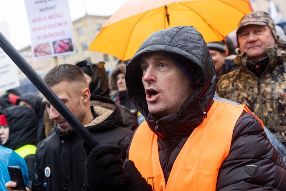 Žemdirbių protestas: skambūs šūkiai, „nubaubtas“ ministras, gaudžiantys traktorių signalai 