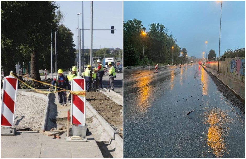 Liepų gatvėje – spąstai automobiliams: kelininkai nepažymėjo paliktų duobių