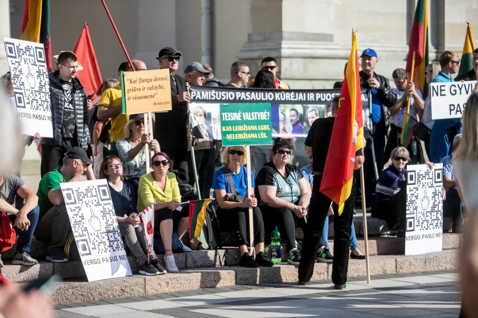 Vilniuje – tūkstantinis protestas: su plakatais „Ne gyvulių pasui“ ir „Dž. Sorošą lauk iš Lietuvos“