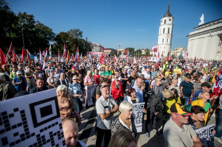 Vilniuje – tūkstantinis protestas: su plakatais „Ne gyvulių pasui“ ir „Dž. Sorošą lauk iš Lietuvos“