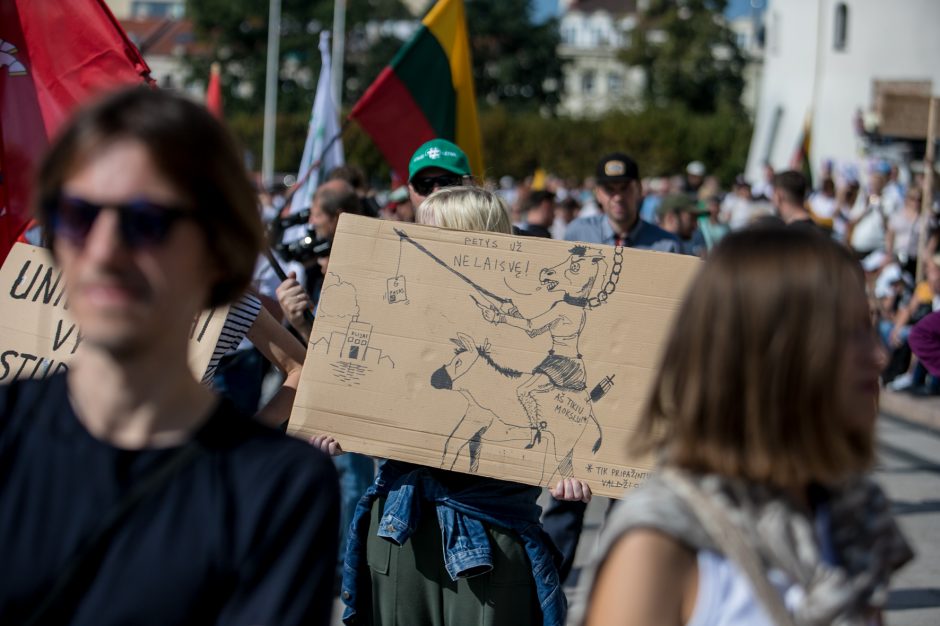 Vilniuje – tūkstantinis protestas: su plakatais „Ne gyvulių pasui“ ir „Dž. Sorošą lauk iš Lietuvos“