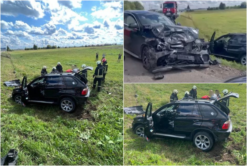 Smarki avarija Užliedžiuose: sužaloti du žmonės, automobiliai – sumaitoti