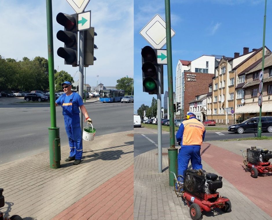 Atnaujina uostamiesčio žibintų atramas