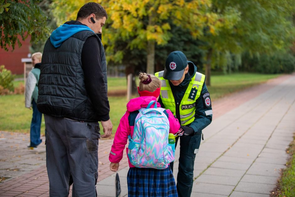 Klaipėdos pareigūnai tikrino, ar į mokyklą vaikai keliauja saugiai