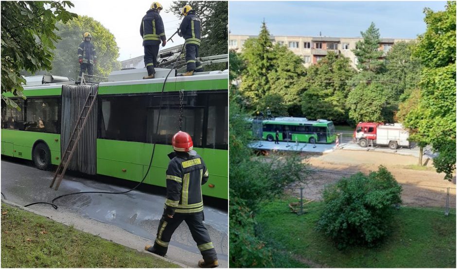 Kovo 11-osios gatvėje užsidegė troleibusas