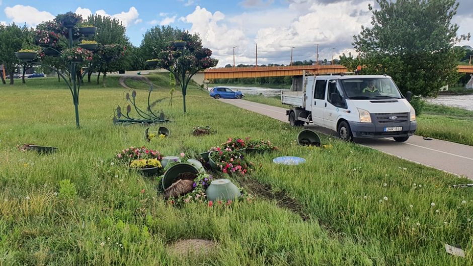 Kaune neblaivus BMW vairuotojas atsidūrė pievoje