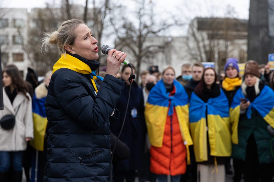 Prie Vyriausybės – mitingas palaikyti Ukrainą: raginama ekonomiškai neremti šalių agresorių