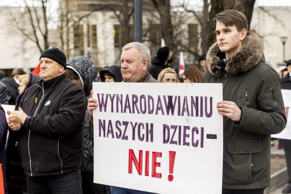 Dėl Trakų rajono švietimo įstaigų pertvarkos – protestas prie Vyriausybės 